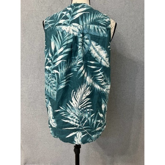 CC california Women linen top floral size medium hawaiian Leaves top - Picture 5 of 8